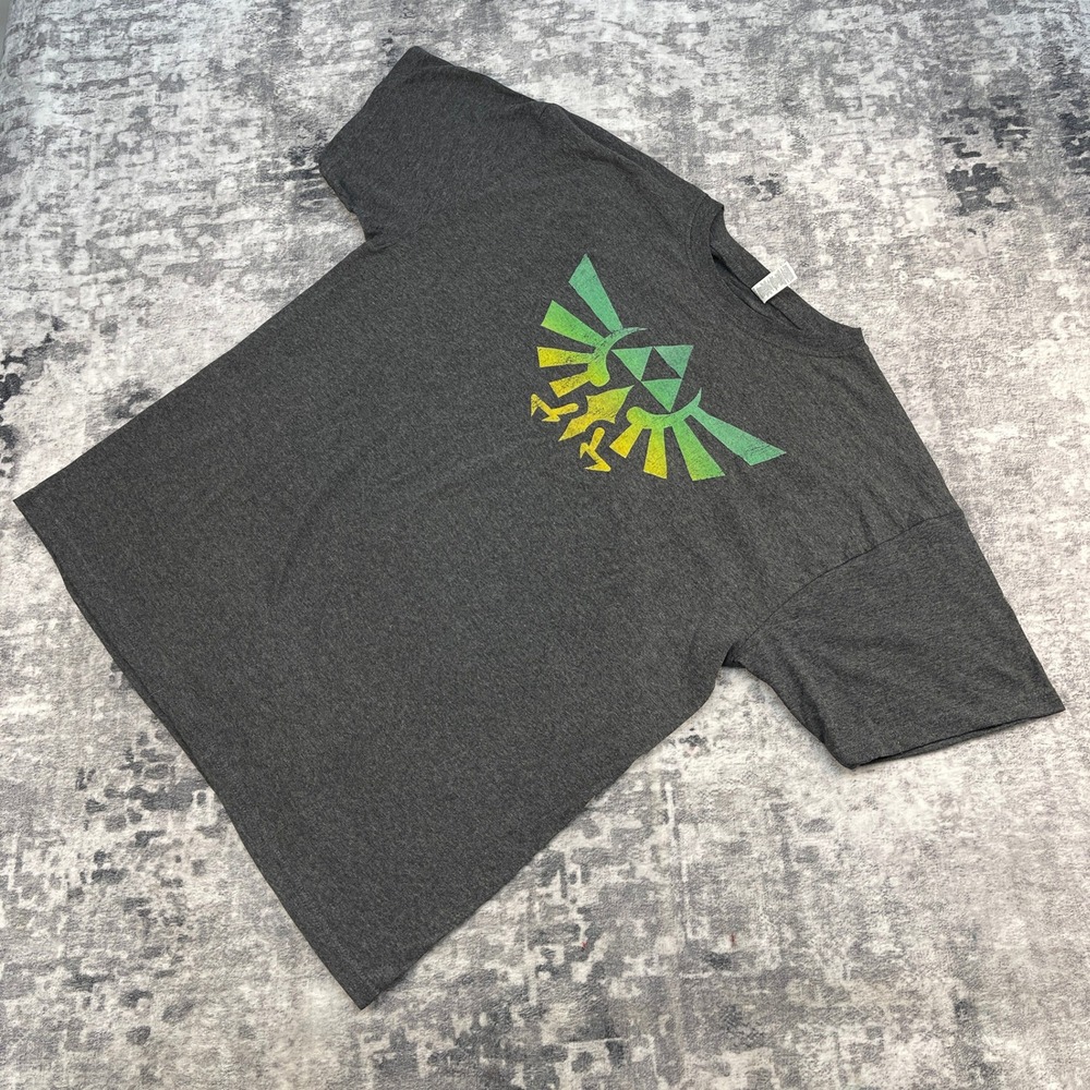 Zelda Graphic T-Shirt Mens Large‎ Grey M&O Gold Link Nintendo Gamercore